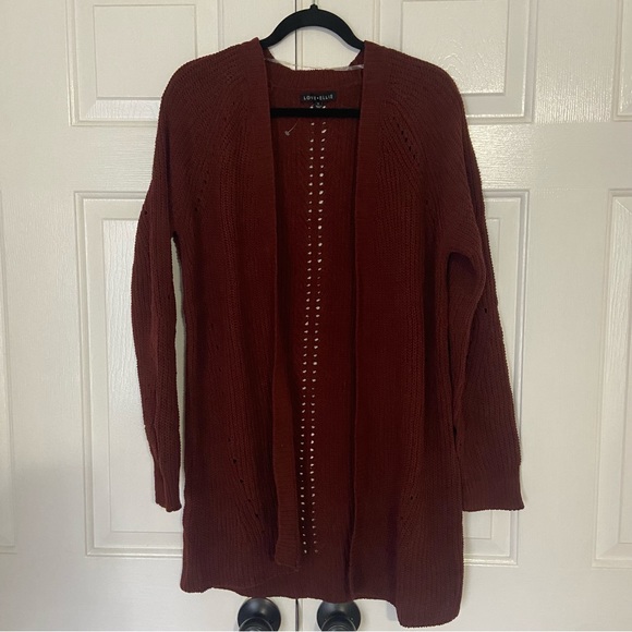 NWOT Stitch Fix Love Ellie Anna Pointelle Detail Cardigan Sweater Rust Medium M - Picture 8 of 8